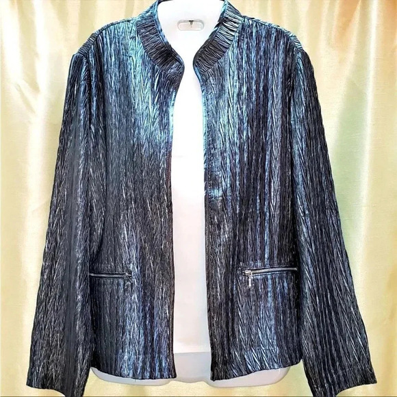 *Final Price* Chico’s Jacket Crinkle Shine Castlerock Gray Size 6/8 NWT Size 0 - Picture 1 of 7